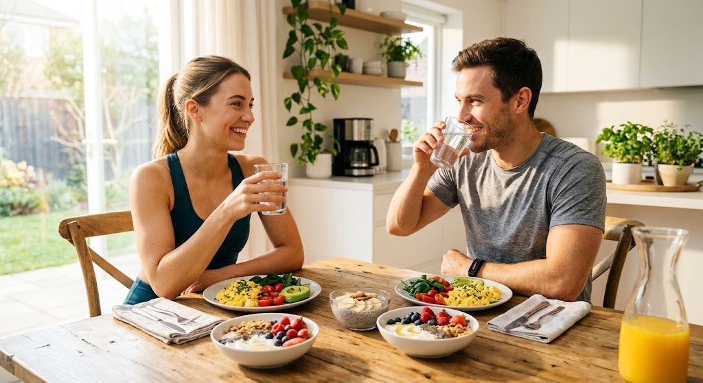 Best Morning Habits for Weight Loss Best morning habits for weight loss including hydration, healthy breakfast, and morning exercise.