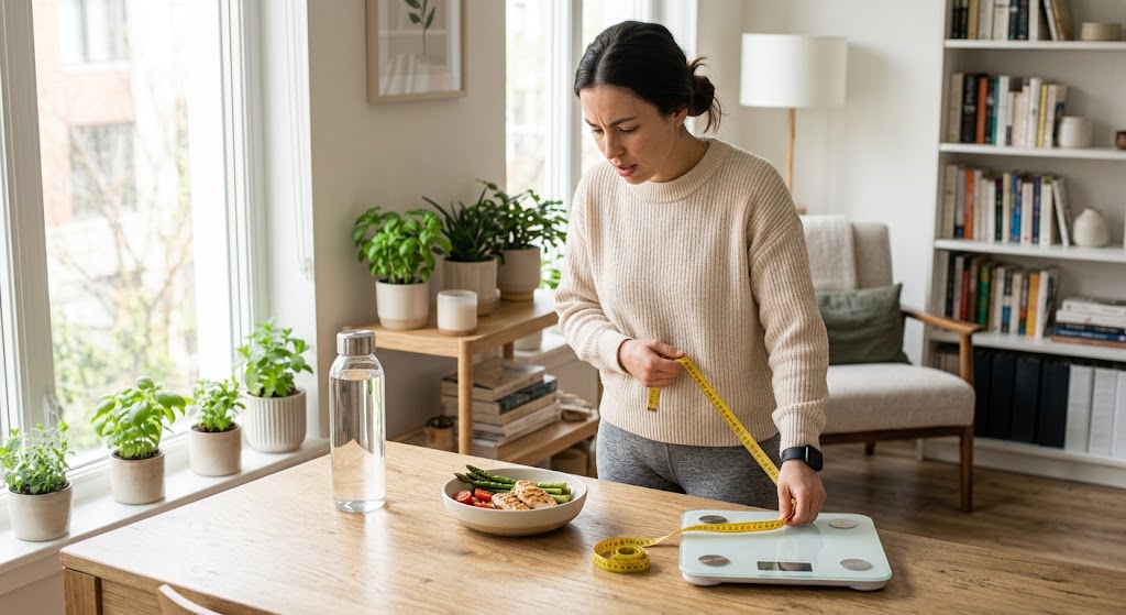 Eating Less but Not Losing Weight: What Should I Do? shredsmartlyEating less but not losing weight concept illustration