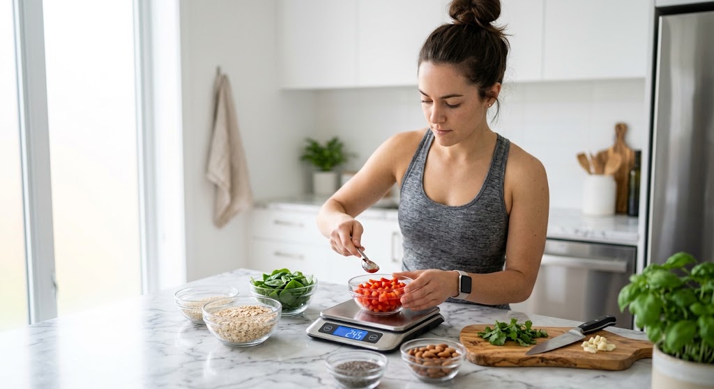 Measuring food on a digital scale to prevent calorie tracking errors