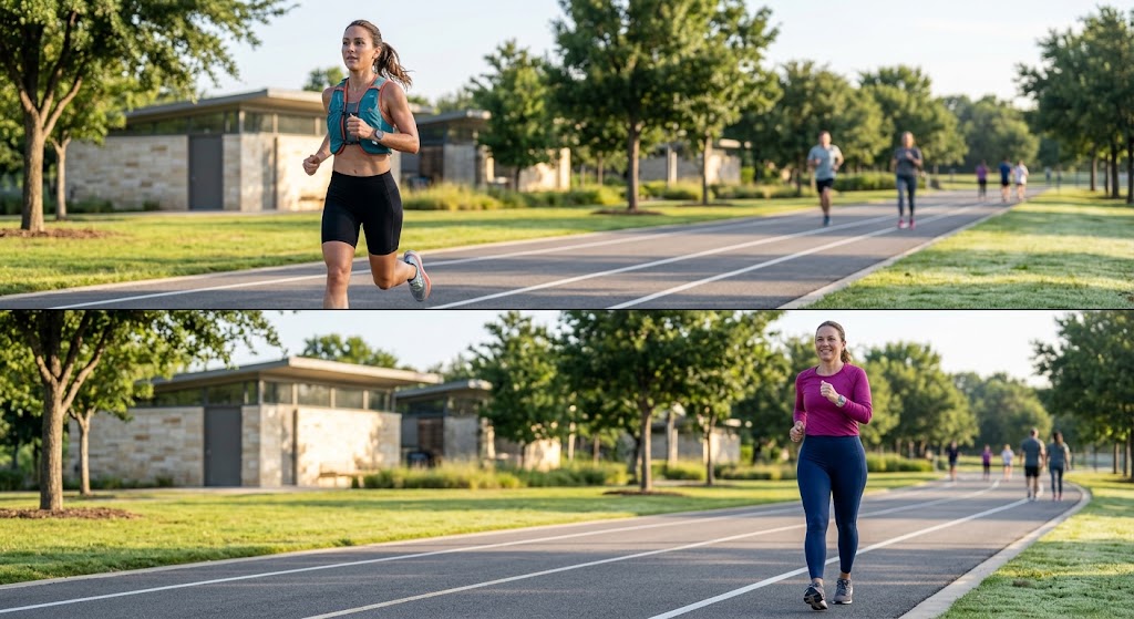 Walking vs running for weight loss comparison concept