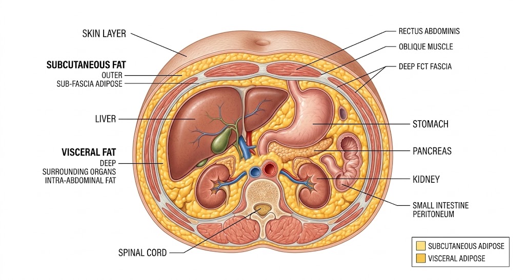 Visceral Fat vs Belly Fat Difference illustration
